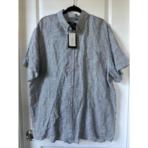 NWT Magaschoni Shirt Mens XXL 100% Linen Stripe Casual Cruise Wear Beach Preppy